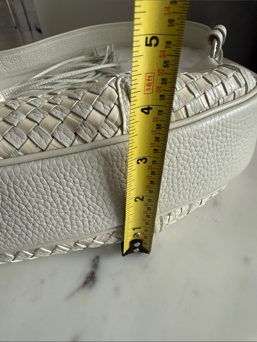 Brighton Vintage Woven Leather Shoulder Bag with Tassel - Picture 4 of 9